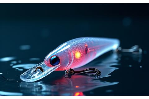 透明なボディにLEDやセンサーが組み込まれた先進的なスマートルアー