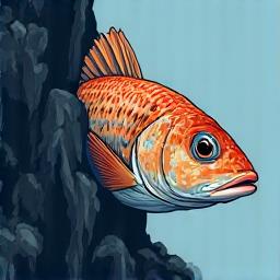 岩陰に潜むハタのイラスト