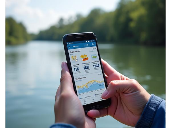 スマートフォン画面に表示されたUtsuri Baits & Tackle専用釣りアプリのUI