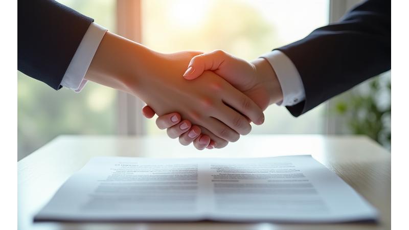 規則書と同意を示すハンドシェイク